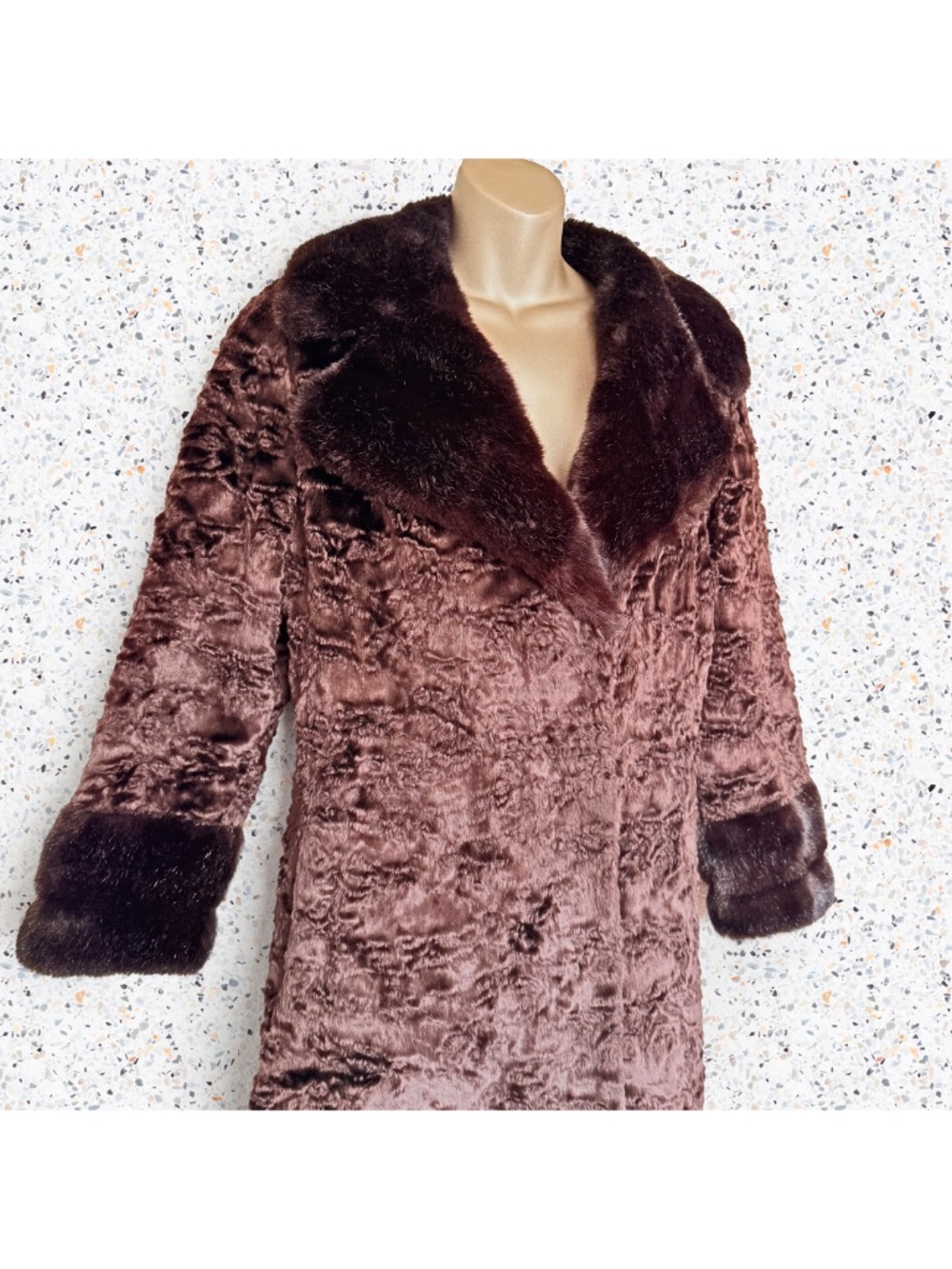 VTG 70s MCM Penny Lane Brown Faux Fur Mouton Mobwife Mod Hippie Bohemian Coat S - Picture 4 of 17
